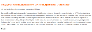 NR 599 Medical Application Critical Appraisal Guidelines