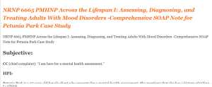 NRNP 6665 PMHNP Across the Lifespan I Assessing, Diagnosing, and Treating Adults With Mood Disorders -Comprehensive SOAP Note for Petunia Park Case Study