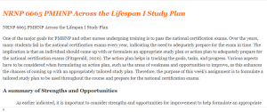 NRNP 6665 PMHNP Across the Lifespan I Study Plan