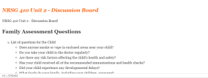 NRSG 410 Unit 2 - Discussion Board