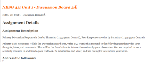 NRSG 411 Unit 1 - Discussion Board 2Â