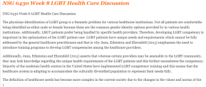 NSG 6430 Week 8 LGBT Health Care Discussion