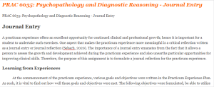 PRAC 6635 Psychopathology and Diagnostic Reasoning - Journal Entry