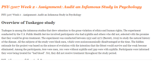 PSY-5107 Week 2 - Assignment Audit an Infamous Study in Psychology