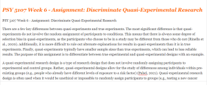 PSY 5107 Week 6 - Assignment Discriminate Quasi-Experimental Research