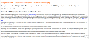 PSY 5108 Week 6 Assignment Develop an Annotated Bibliography