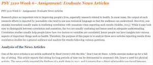 PSY 5110 Week 6 - Assignment Evaluate News Articles