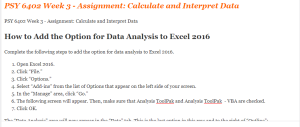 PSY 6402 Week 3 - Assignment Calculate and Interpret Data