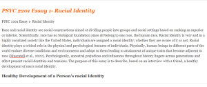 PSYC 2201 Essay 1- Racial Identity