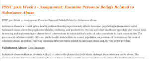 PSYC 3011 Week 1 - Assignment Examine Personal Beliefs Related to Substance Abuse