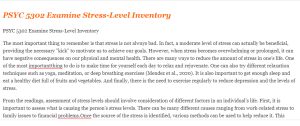 PSYC 5302 Examine Stress-Level Inventory