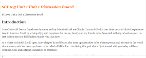 SCI 103 Unit 1 Unit 1 Discussion Board