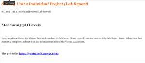 SCI 103 Unit 2 Individual Project (Lab Report)