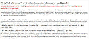NR 361 Week 4 Discussion Your patient has a Personal Health Record… Now what (graded)