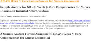 NR 451 Week 5 Core Competencies for Nurses Discussion