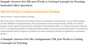 NR 500 Week 2: Caring Concepts in Nursing
