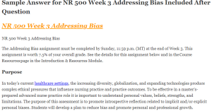 NR 500 Week 3 Addressing Bias