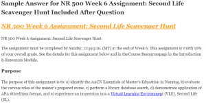 NR 500 Week 6 Assignment Second Life Scavenger Hunt