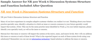 NR 500 Week 6 Discussion Systems-Structure and Function