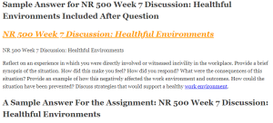 NR 500 Week 7 Discussion Healthful Environments