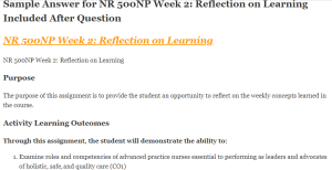 NR 500NP Week 2 Reflection on Learning