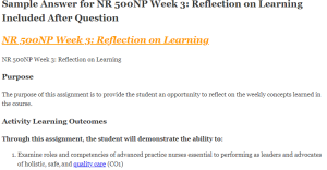 NR 500NP Week 3 Reflection on Learning