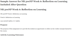 NR 500NP Week 6 Reflection on Learning