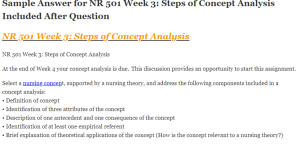 NR 501 Week 3: Steps of Concept Analysis