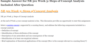 NR 501 Week 3 Steps of Concept Analysis