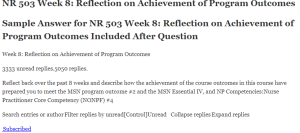 NR 503 Week 8 Reflection on Achievement of Program Outcomes