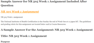 NR 505 Week 1 Assignment