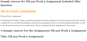 NR 505 Week 5 Assignment