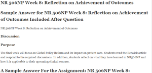 NR 506NP Week 8 Reflection on Achievement of Outcomes