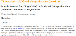 NR 599 Week 2 Midweek Comprehension Questions