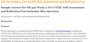 NR 599 Week 2 Pre TANIC Self-Assessment and Reflection Post
