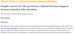 NR 599 Week 5 Clinical Decision Support Systems