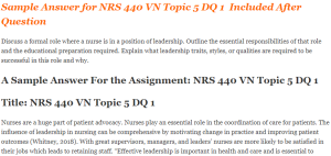 NRS 440 VN Topic 5 DQ 1 
