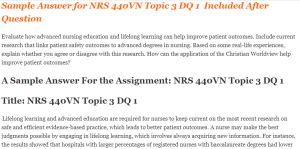 NRS 440VN Topic 3 DQ 1