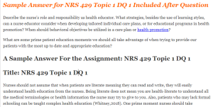 Sample Answer for NRS 429 Topic 1 DQ 1 Included After Question
