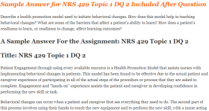 Sample Answer for NRS 429 Topic 1 DQ 2 Included After Question