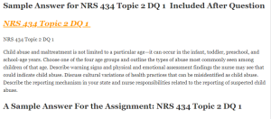 NRS 434 Topic 2 DQ 1