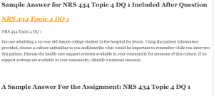 NRS 434 Topic 4 DQ 1