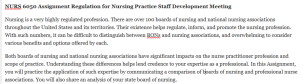 NURS 6050 Assignment Regulation for Nursing Practice Staff Development Meeting 