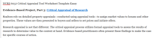 NURS 6052 Critical Appraisal Tool Worksheet Template Essay