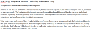 NURS 6053 Assignment Personal Leadership Philosophies Essay 