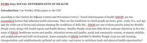 NURS 6051 SOCIAL DETERMINANTS OF HEALTH