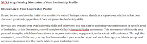 NURS 6052 Week 5 Discussion 2 Your Leadership Profile 