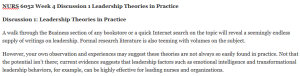 NURS 6052 Week 4 Discussion 1 Leadership Theories in Practice 