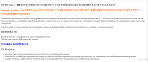 NURS 6501 THE INCLUSION OF NURSES IN THE SYSTEMS DEVELOPMENT LIFE CYCLE NEW