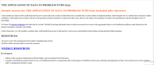 THE APPLICATION OF DATA TO PROBLEM NURS 6051